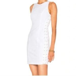 A.L.C. Valeria Lace-up Side Tank Dress In  White Twill with Side Detailing 12